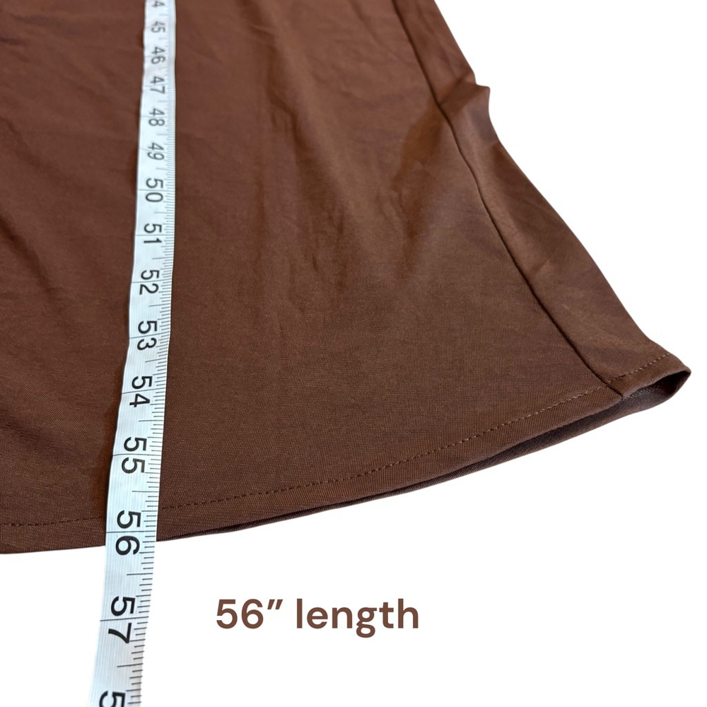 ELOQUII On or Off Shoulder Brown Maxi Dress Ruched Stretch Knit, Plus 18 - Picture 11 of 16